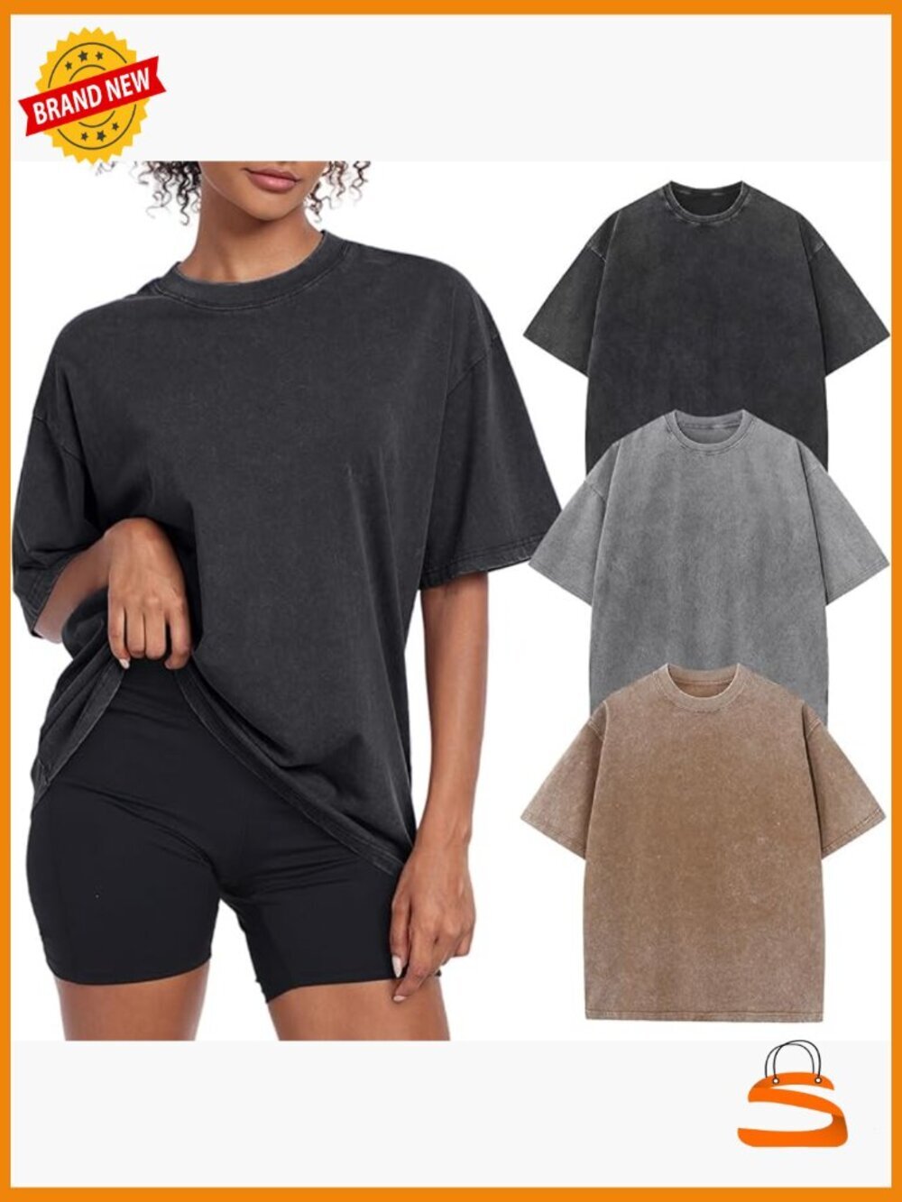 Oversized Vintage Wash Cotton T-Shirt Workout Gym Tee